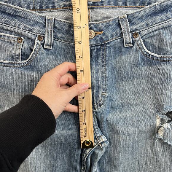 BKE 31 X 33.5 Jeans Long Harmony Stretch Low Rise Bootcut Flare Distressed Blue - Picture 11 of 16